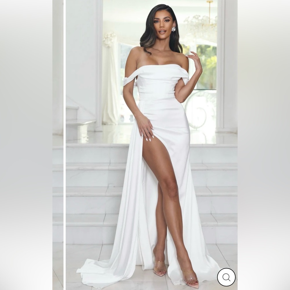 Moda glam Amelie off the shoulder dress, white, size 14 | wedding | bride
